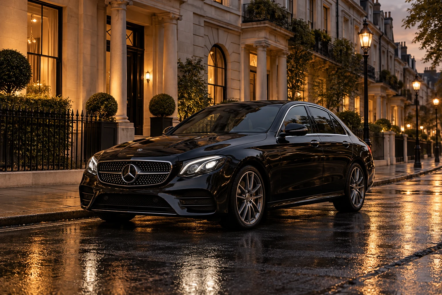 Discreet Mercedes-Benz travel on a quiet London evening